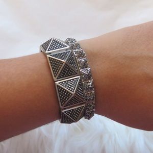 Silver stretch bracelets (pair)
