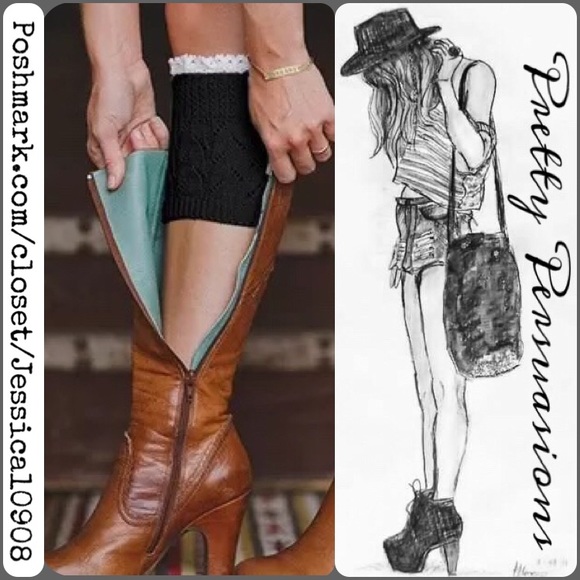 Pretty Persuasions Accessories - SOLD OUT - NWT Khaki Lace Trim Knit Boot Cuffs