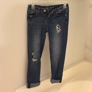 Destroyed Cropped Skinny Jeans