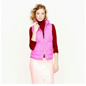 Hot pink quilted vest from J Crew