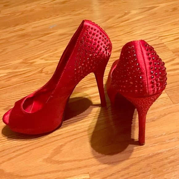 Red Rhinestone Heels - size 7