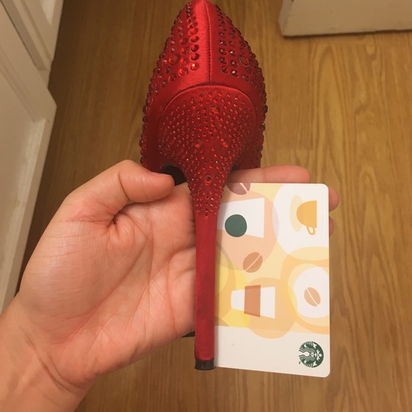 Red Rhinestone Heels - size 7 - Picture 2 of 2