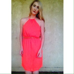 Zara trafaluc fluorescent pink cocktail dress