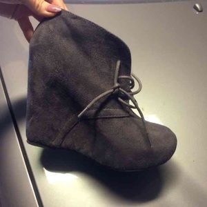 Grey suede boot wedges