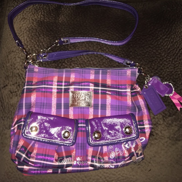 Coach Poppy Crossbody Handbag in Purple Plaid