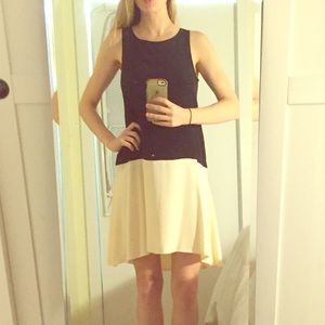 Black/cream silk club Monaco dress - size 4