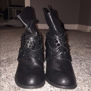 Sparkly and Studded Black Boots