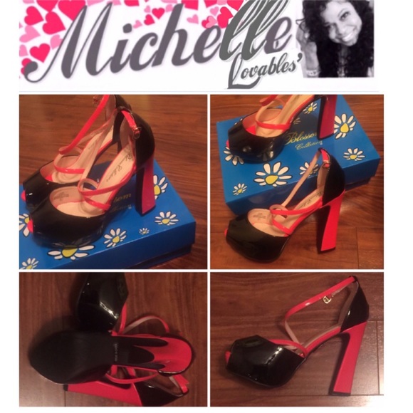 🆕Coral & Black Peep Toe Heels