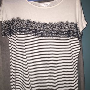 Short Sleeve shirt with lace design on front