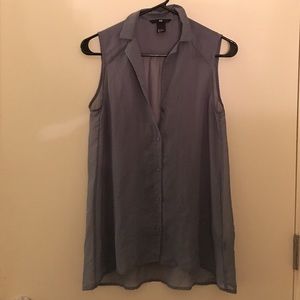 Sheer gray collared button up tank