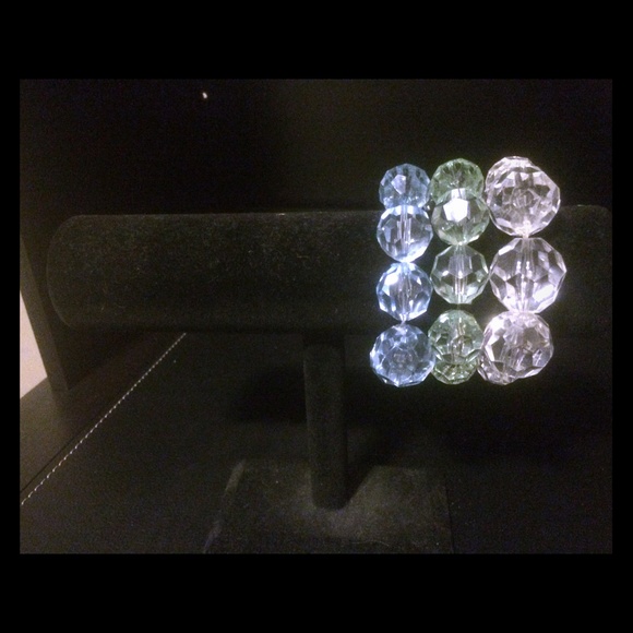 Set of 3 bracelets clear, green, and blue