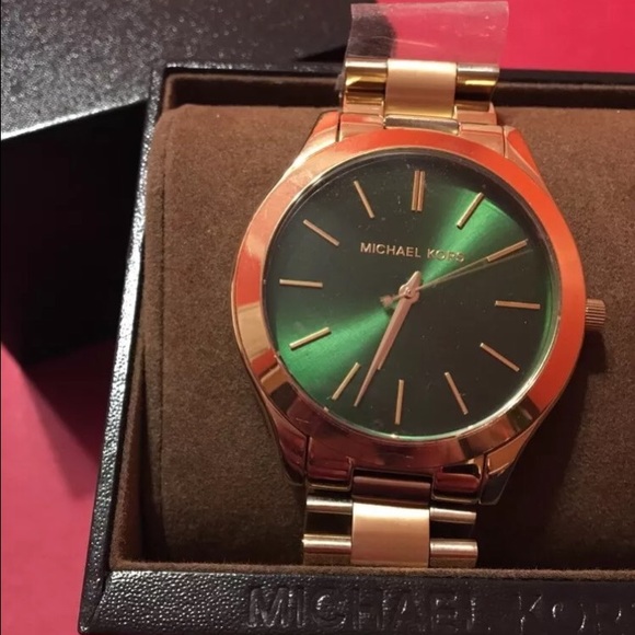Gold Michael Kors Watch with Emerald Face