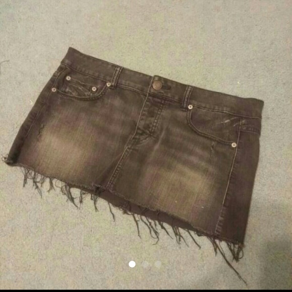 Black denim mini skirt