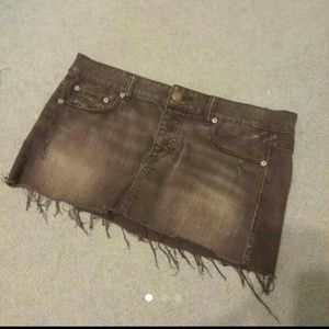Black denim mini skirt