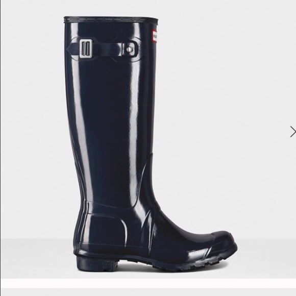 Hunter original tall gloss Wellington boots-navy