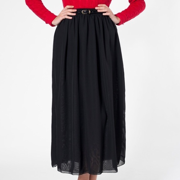 American apparel black chiffon maxi skirt