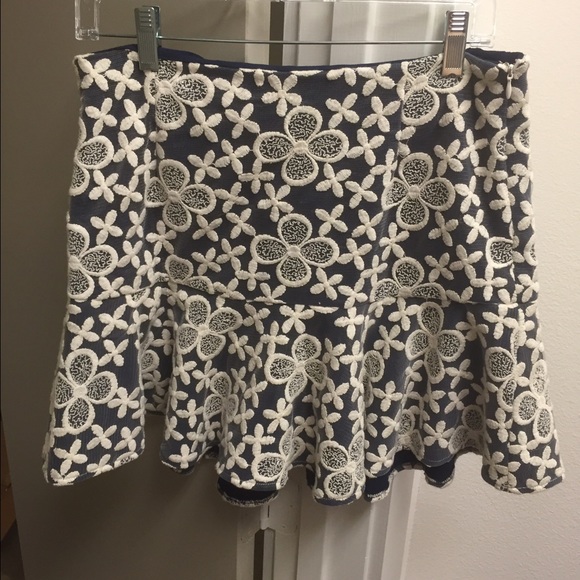 Navy and Cream Stitched Skirt