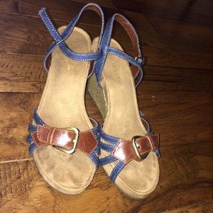 Denim style wedges