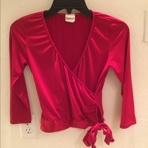 Frederick's of Hollywood red surplice blouse.