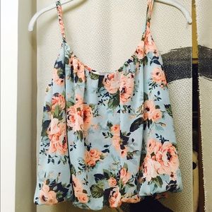 Forever 21 Double Fabric Floral Crop Top