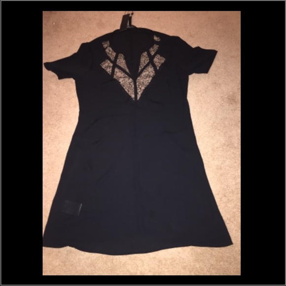 BCBG MAXAZRIA Black Dress with Lace v-neckline