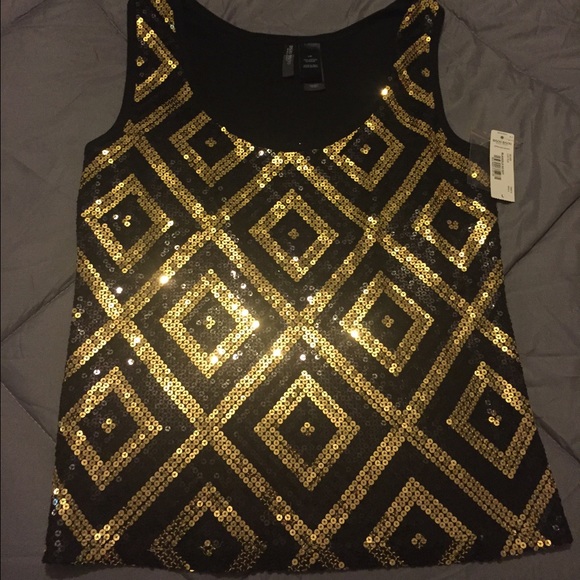 Bisou Bisou Gold & Black Sequin Top