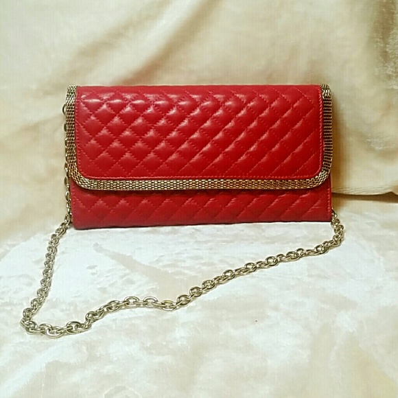 Rose Pink Genuine Lambskin Leather Chain Handbag - Picture 1 of 4