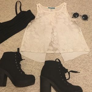 White lace crop top