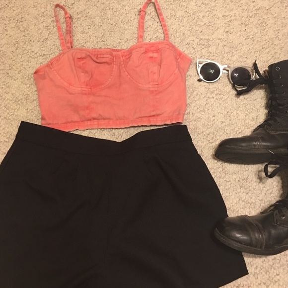 Pink denim crop top