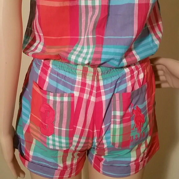 Colorful Checkered romper with halter top - Picture 4 of 4