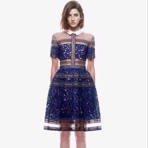 Self Portrait Inspired Blue Lace Dress