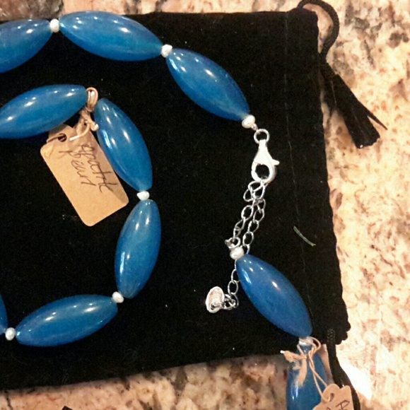 Apatite Necklace,Bracelet,Earring &Pearl set (Sterling) *NEW 3 PC - Picture 2 of 3
