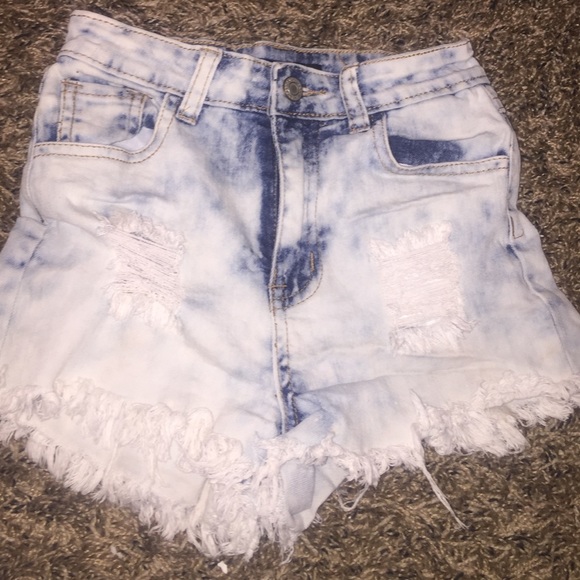 High wasted distressed shorts
