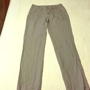 Grey linen adjustable length trousers