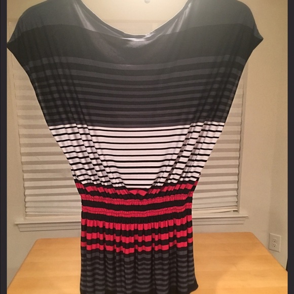 Gray, Black, White, and Red Striped Blouse - Picture 2 of 4