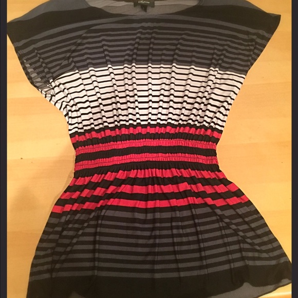 Gray, Black, White, and Red Striped Blouse - Picture 3 of 4