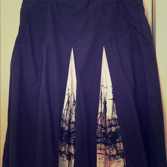 Navy Skirt with detailed panels