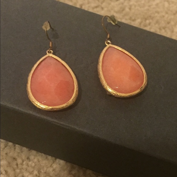 Coral and Gold Drop Earrings