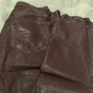Burgundy wax coated skinny J Brand Jeans