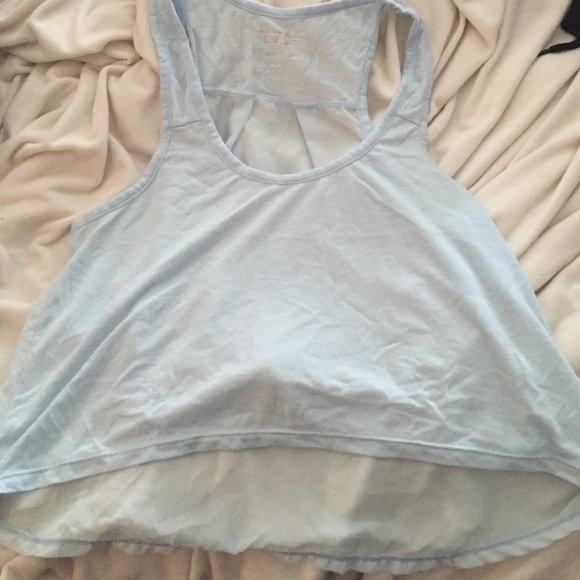 High-lo Light Blue AE racer back tank. Worn once. - Picture 1 of 3