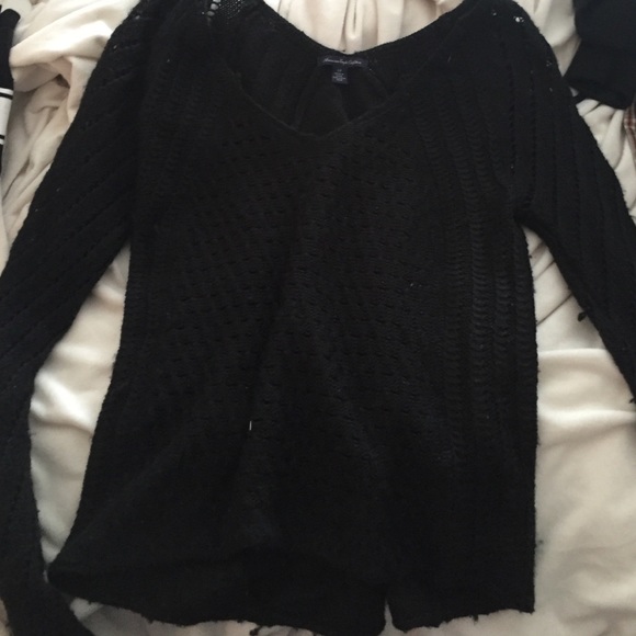 Holey Black Sparkley V-Neck Sweater. Gently worn. - Picture 1 of 3