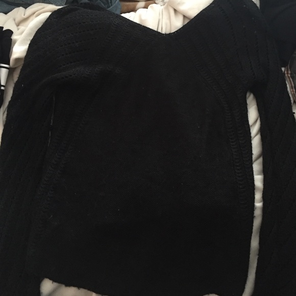 Holey Black Sparkley V-Neck Sweater. Gently worn. - Picture 3 of 3