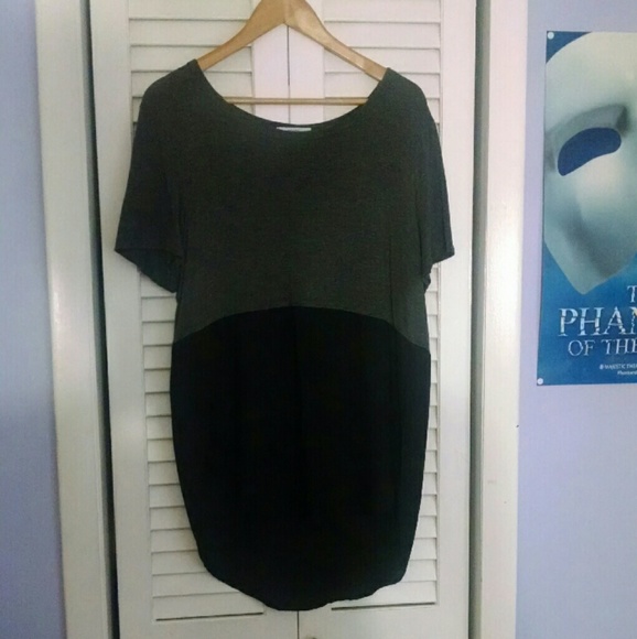 Grey and Black High-Low Shirt