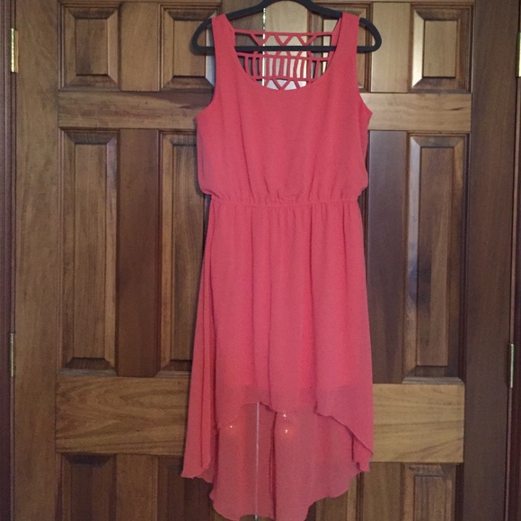 Coral high low dress