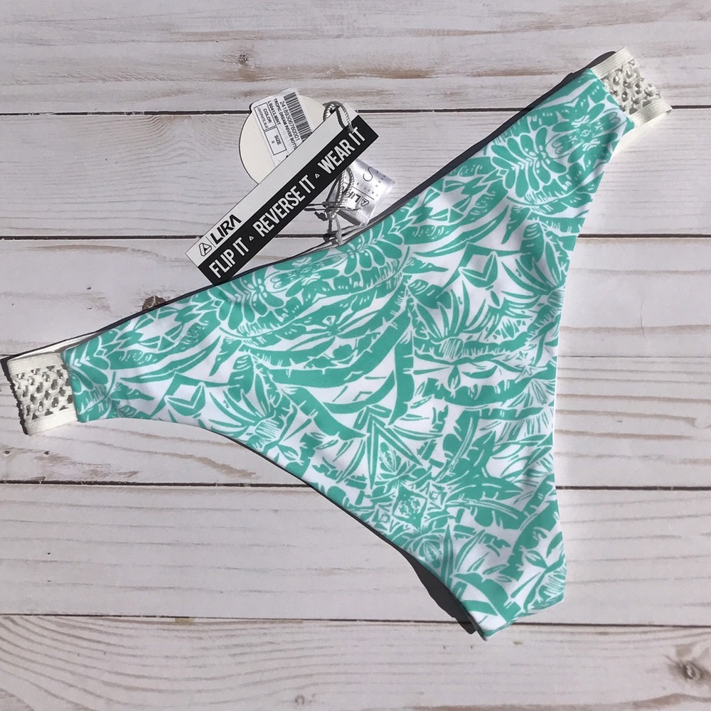 LIRA Reversible Mint/White Bikini Bottoms - Picture 2 of 8