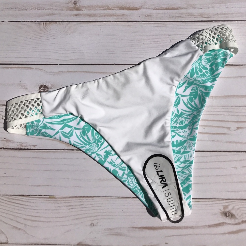 LIRA Reversible Mint/White Bikini Bottoms - Picture 4 of 8
