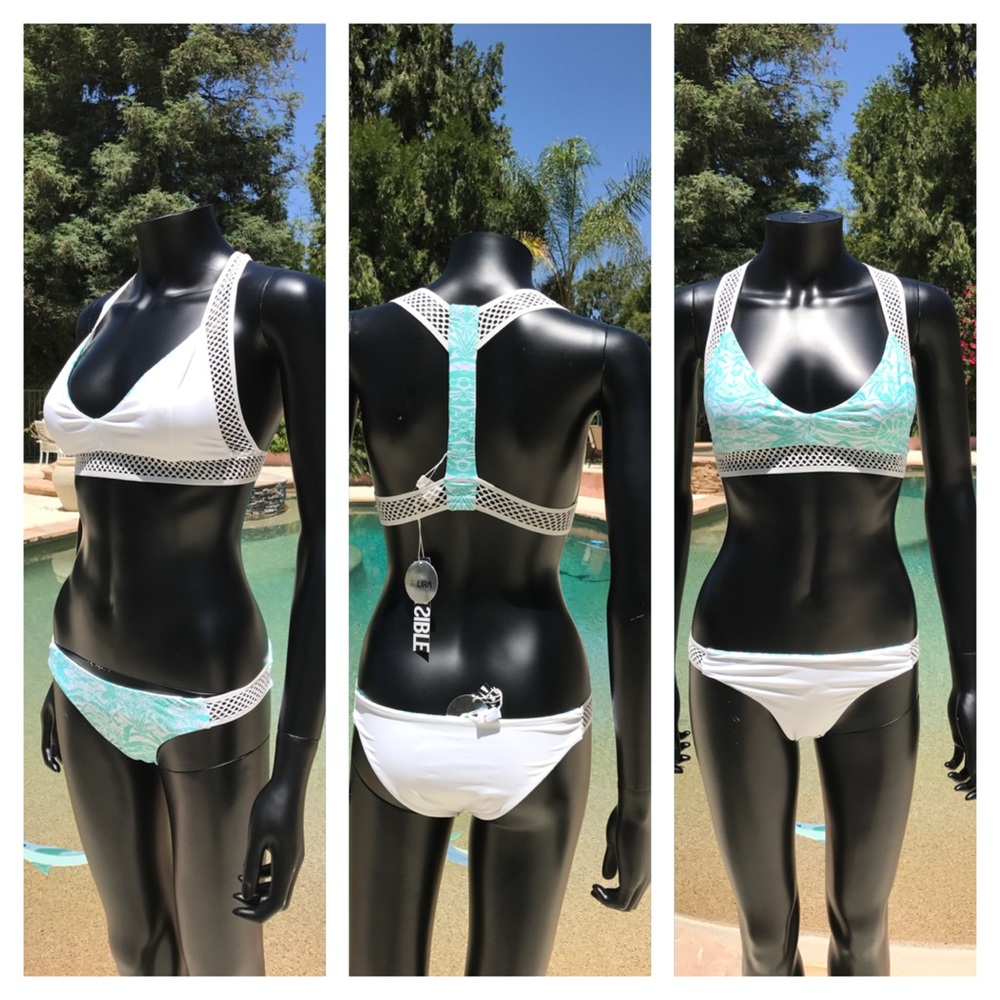 LIRA Reversible Mint/White Bikini Bottoms - Picture 7 of 8