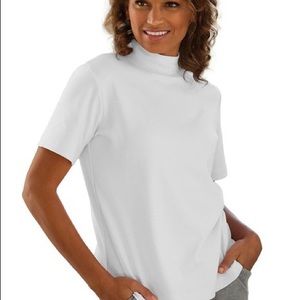 White mock neck top