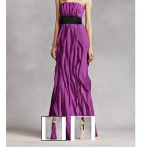 White by Vera Wang Strapless Crinkle Chiffon Dress