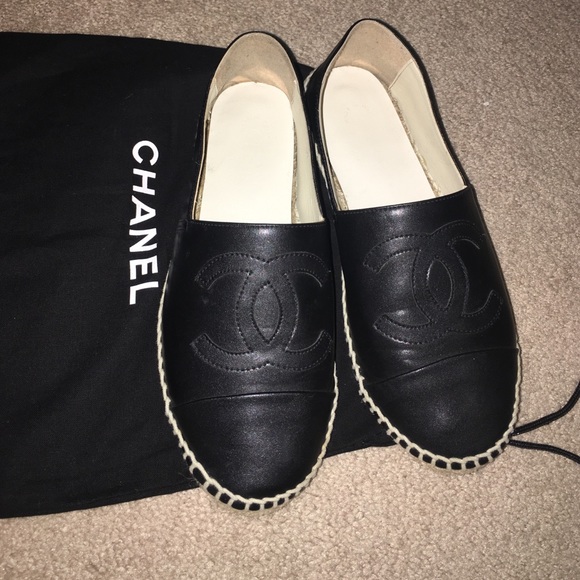 CHANEL black espadrilles